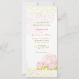 Blush Peony Bouquet Long Vertical Wedding Kaart