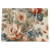 Blush Peony Collage met Blauwe Bloemen Groot Cadeauzakje (Voorkant)