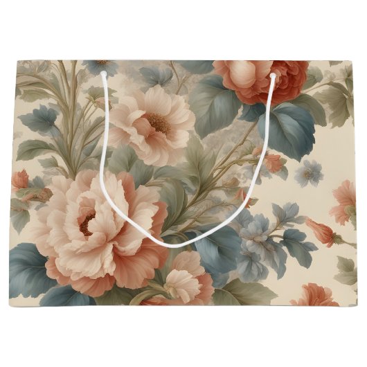 Blush Peony Collage met Blauwe Bloemen Groot Cadeauzakje (Voorkant)
