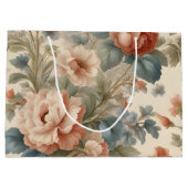 Blush Peony Collage met Blauwe Bloemen Groot Cadeauzakje (Achterkant)