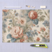 Blush Peony Collage met Blauwe Bloemen Tissuepapier (Craft)