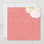Blush Peony & Coral Damask Wedding Kaart (Achterkant)