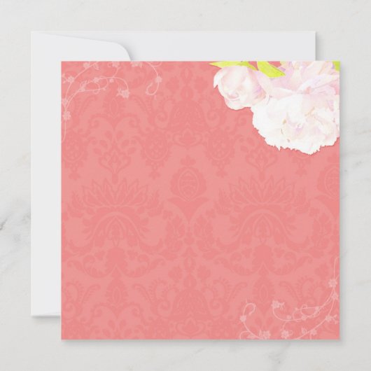 Blush Peony & Coral Damask Wedding Kaart (Achterkant)