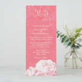 Blush Peony Coral Pink Monogram Weddenschap Kaart (Staand voorkant)