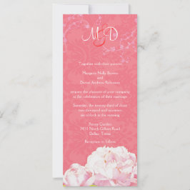 Blush Peony Coral Pink Monogram Weddenschap Kaart