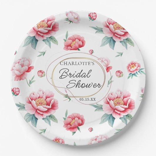 Blush Peony Custom Name Paper Bord (Voorkant)