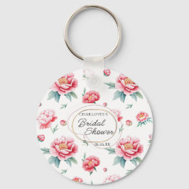 Blush Peony Custom Name Sleutelhanger