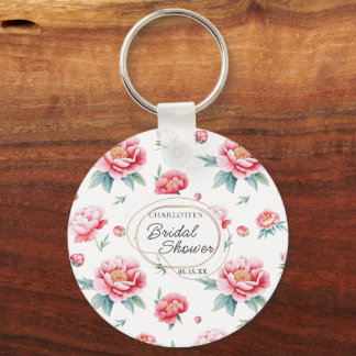 Blush Peony Custom Name Sleutelhanger