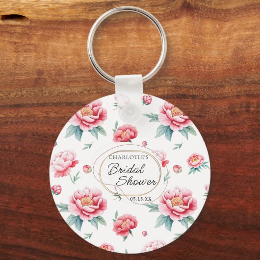 Blush Peony Custom Name Sleutelhanger (Voorkant)