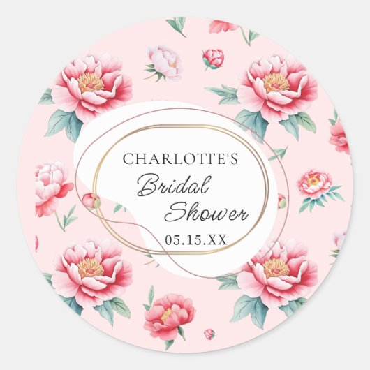 Blush Peony Custom Name Vrijgezellenfeest Sticker (Voorkant)