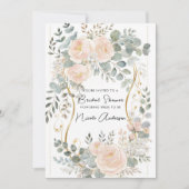 Blush Peony & Eucalyptus Botanical Floral Bridal  Kaart (Voorkant)