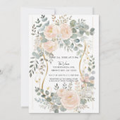 Blush Peony & Eucalyptus Botanical Floral Bridal  Kaart (Achterkant)