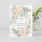 Blush Peony & Eucalyptus Botanical Floral Wedding  Kaart (Staand voorkant)