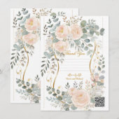 Blush Peony & Eucalyptus Botanical Floral Wedding  Kaart (Voorkant / Achterkant)