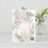 Blush Peony & Eucalyptus Botanical Floral Wedding  Kaart (Staand voorkant)