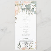 Blush Peony & Eucalyptus Botanical Floral Wedding  Menu (Achterkant)