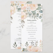 Blush Peony & Eucalyptus Botanical Floral Wedding  Menu (Voorkant / Achterkant)