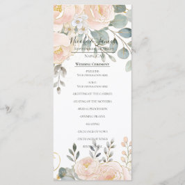 Blush Peony & Eucalyptus Botanical Floral Wedding  Menu
