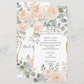 Blush Peony & Eucalyptus Botanical Floral Wedding  Menu (Voorkant / Achterkant)