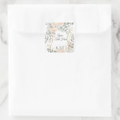 Blush Peony & Eucalyptus Botanical Floral Wedding  Vierkante Sticker (Tas)