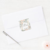 Blush Peony & Eucalyptus Botanical Floral Wedding  Vierkante Sticker (Envelop)