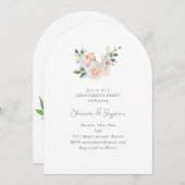 Blush Peony Floral Arch Minimal Engagement Party Kaart (Voorkant / Achterkant)
