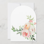 Blush Peony Floral Arch Minimal Engagement Party Kaart (Achterkant)