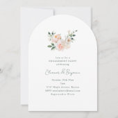 Blush Peony Floral Arch Minimal Engagement Party Kaart (Voorkant)