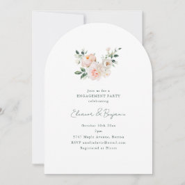 Blush Peony Floral Arch Minimal Engagement Party Kaart