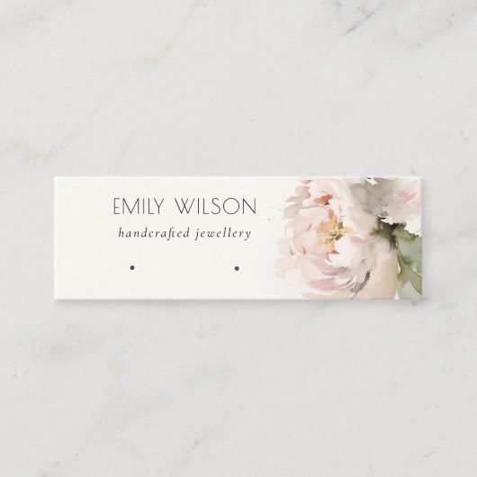 Blush Peony Floral Earring Hoop Loop Stud Display Mini Visitekaartje (Voorkant)
