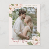 Blush Peony Floral Foto Weddenschap Bedankt Postca Briefkaart (Voorkant)