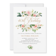  Blush Peony Floral Lijst 40th Birthday