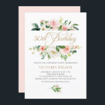 Blush Peony Floral Lijst 50th Birthday Kaart<br><div class="desc">uitnodiging van 50e verjaardag floral. Het bevat waterverf florale lijst van perzikroze pinda's,  maisieën en rozen met groene accenten. Personaliseer door namen,  datum,  tijd en andere details toe te voegen. Deze bloesachtige uitnodiging is perfect voor lente- en tuinverjaardagsfeestjes.</div>