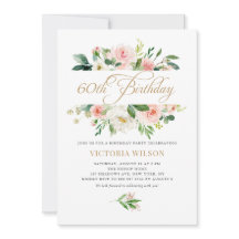  Blush Peony Floral Lijst 60th Birthday