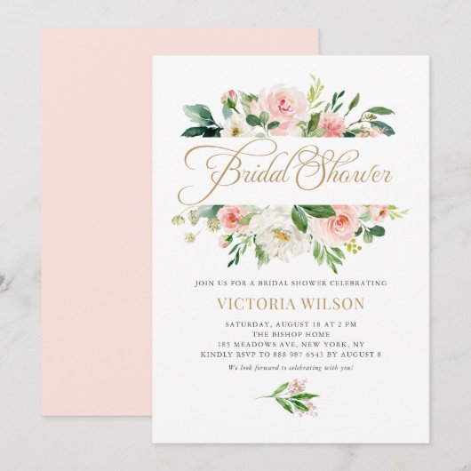  blush Peony Floral Lijst Vrijgezellenfeest Kaart (Voorkant / Achterkant)