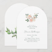 Blush Peony Floral Pink Arch Minimal Bridal Shower Kaart (Voorkant / Achterkant)