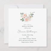 Blush Peony Floral Square Minimalist Bridal Shower Kaart (Voorkant)