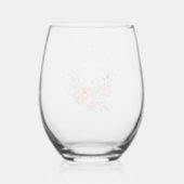 Blush Peony Floral Watercolor Pink Wedding Names Wijnglas Zonder Voet (Achterkant)