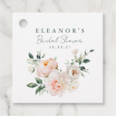 Blush Peony Floral Waterverf Roze Vrijgezellenfees Bedankjes Labels (Voorkant)