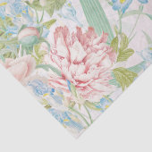 Blush Peony Flowers Blue Iris Pattern Tissuepapier (Detail)