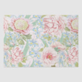  Blush Peony Flowers Blue Iris Pattern Tissuepapier (Voorkant)