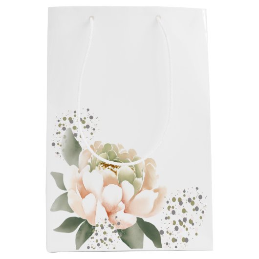 Blush Peony Flowers en Confetti Stippen Medium Cadeauzakje (Voorkant)