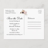 Blush Peony & Gold Bourgondië Save The Date Briefk Aankondigingskaart (Achterkant)