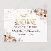 Blush Peony & Gold Bourgondië Save The Date Briefk Aankondigingskaart (Voorkant)