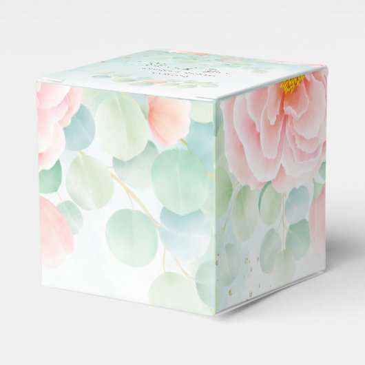 Blush Peony Greenery Eucalyptus Waterverf Wedding Bedankdoosjes (Voorkant Zijde)