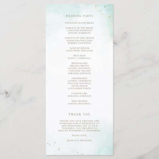 Blush Peony Greenery Eucalyptus Waterverf Wedding Programmakaart (Achterkant)