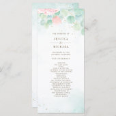Blush Peony Greenery Eucalyptus Waterverf Wedding Programmakaart (Voorkant / Achterkant)