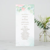 Blush Peony Greenery Eucalyptus Waterverf Wedding Programmakaart (Staand voorkant)
