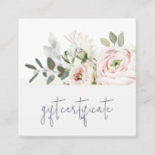 Blush Peony Leaf Botanical Floral Gift Certificate Vierkante Visitekaartje (Voorkant)