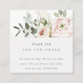 Blush Peony Leafy Botanical Floral Hartelijk dank Vierkante Visitekaartje (Voorkant)